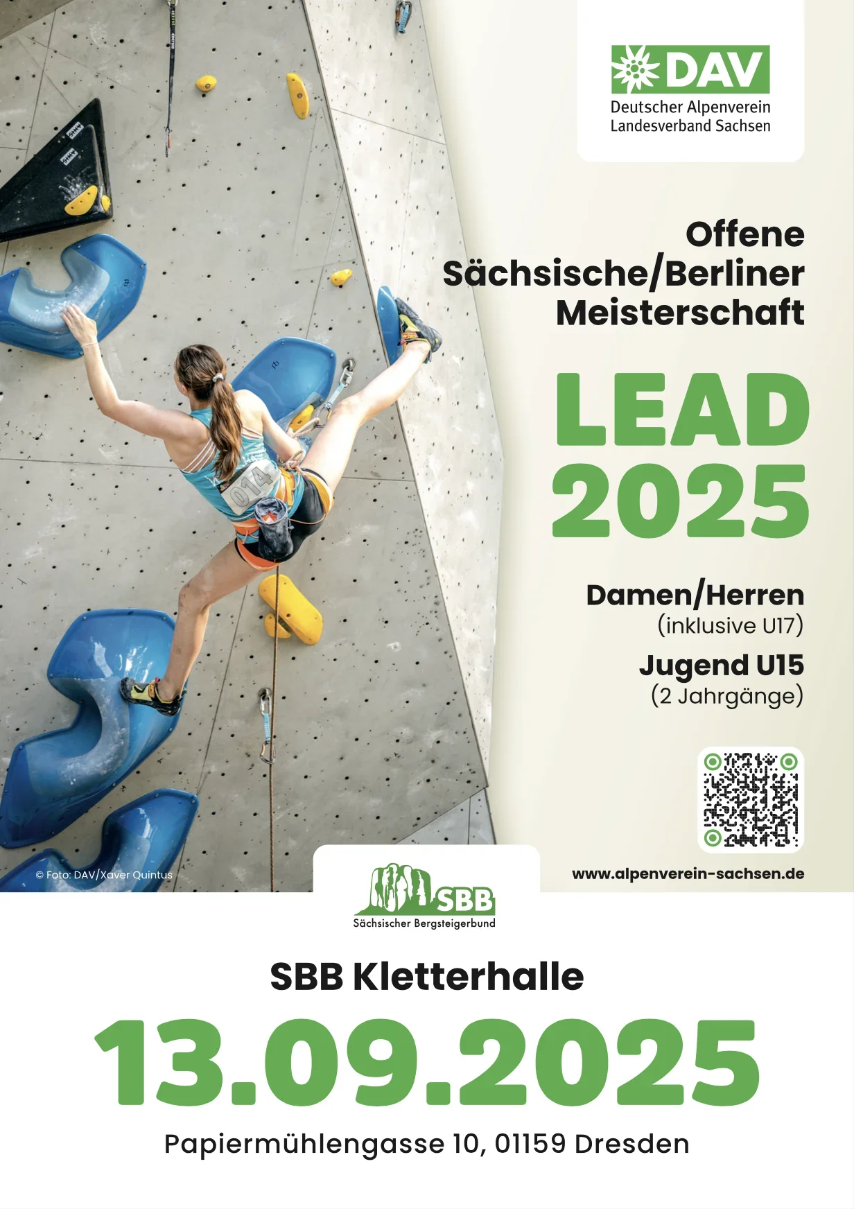Plakat Landesmeisterschaft Lead 2025 Sachsen Berlin | © DAV Landesverband Sachsen
