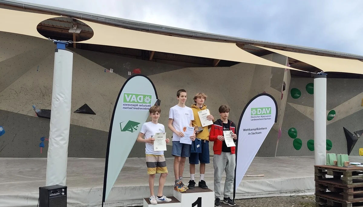 LM Bouldern 2024 Podium Jugend B m | © Volker Schmitt