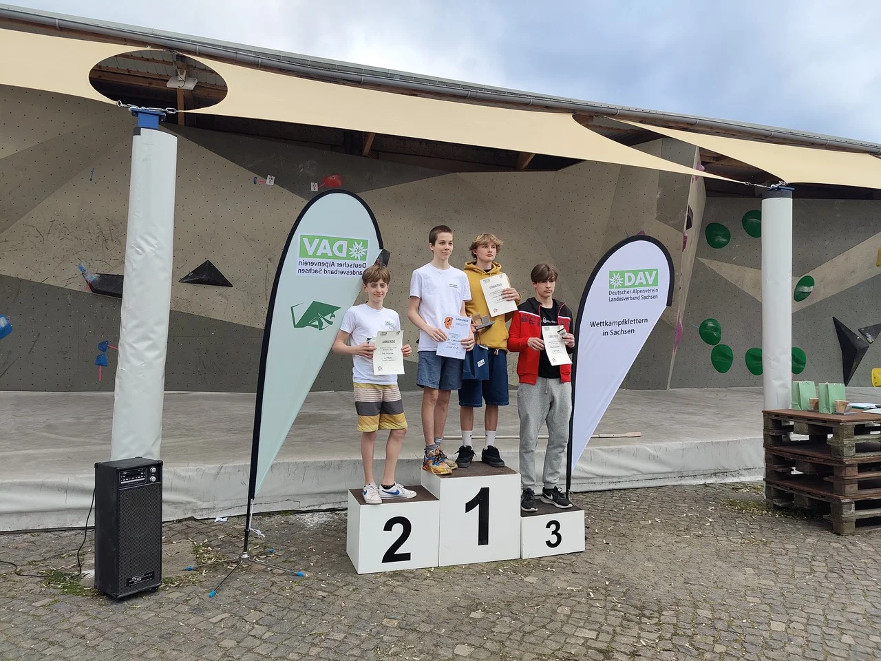 LM Bouldern 2024 Podium Jugend B m | © Volker Schmitt