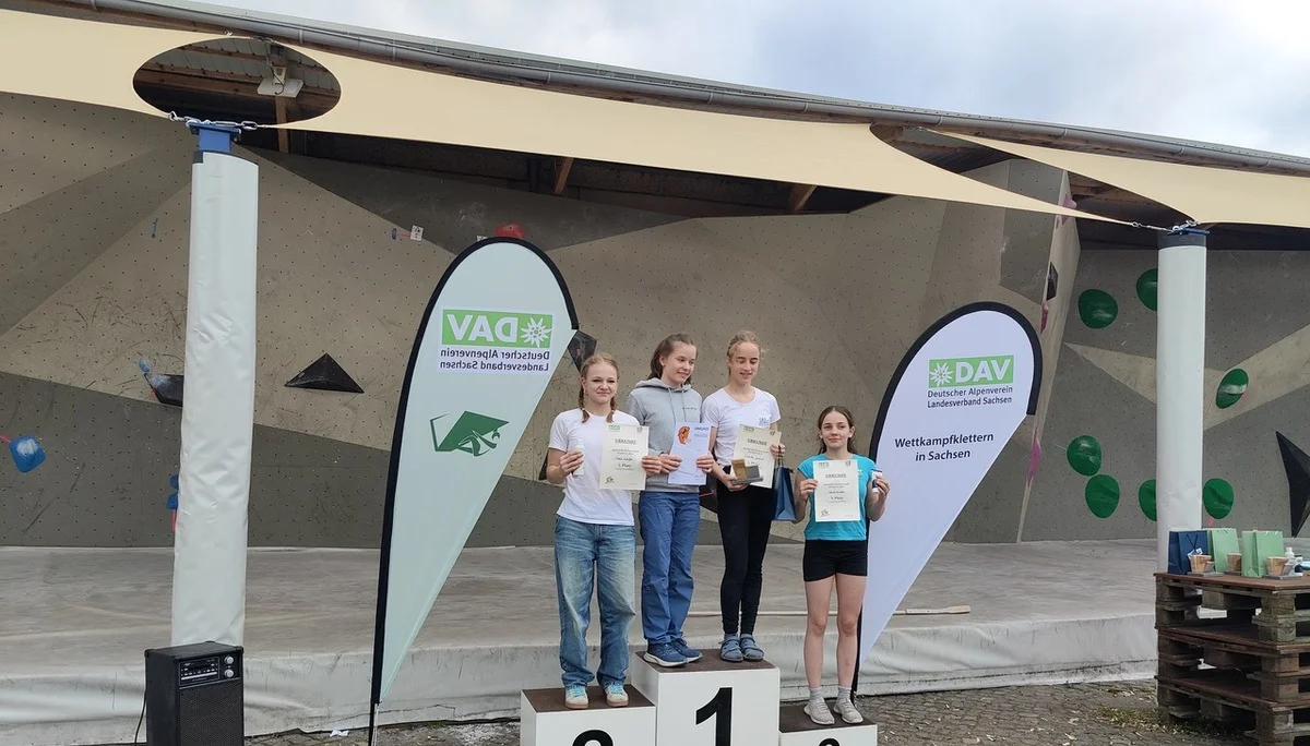 LM Bouldern 2024 Podium Jugend B w | © Volker Schmitt