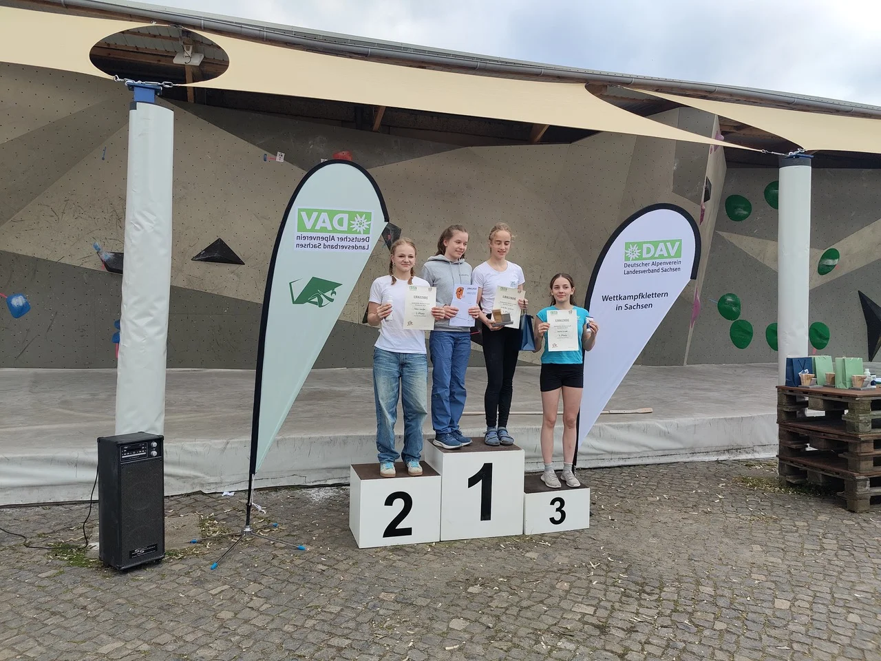 LM Bouldern 2024 Podium Jugend B w | © Volker Schmitt